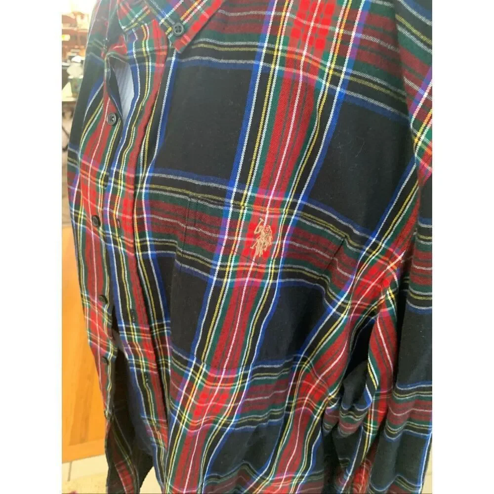 Polo Ralph Lauren Green Red Multicolor Plaid Flannel Shirt